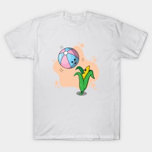 Cute corn playing with beach balloon T-Shirt